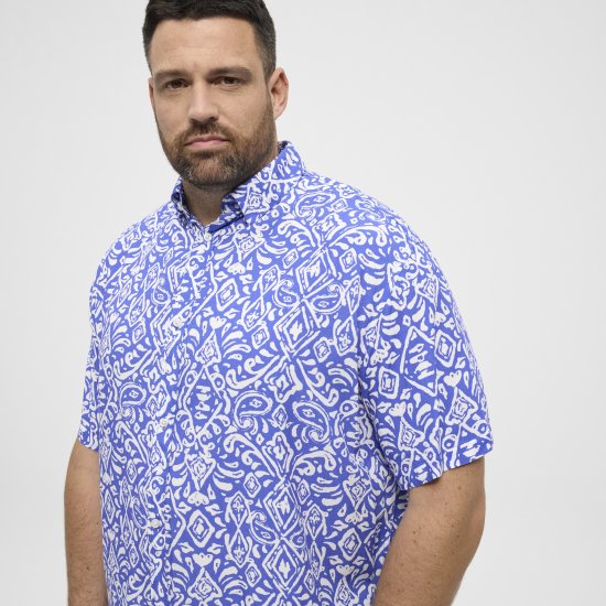 North Latitude Shirt Denim Printed Allover Blue - Herrenhemden - Herrenhemden in großen Größen