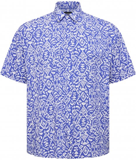 North Latitude Shirt Denim Printed Allover Blue - Herrenhemden - Herrenhemden in großen Größen