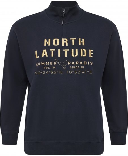 North Latitude Sweatshirt Half-Zip Navy - HERRENBEKLEIDUNG MT-6XLT - Langgrößen für Herren