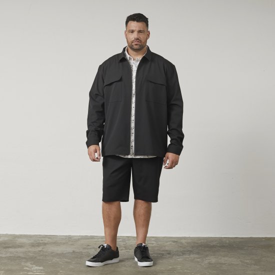 North Latitude 61106 Overshirt Im Anzugstil Mit Durchgehendem Reißverschluss Schwarz - Herren jacken - Herren Jacken in großen Größen