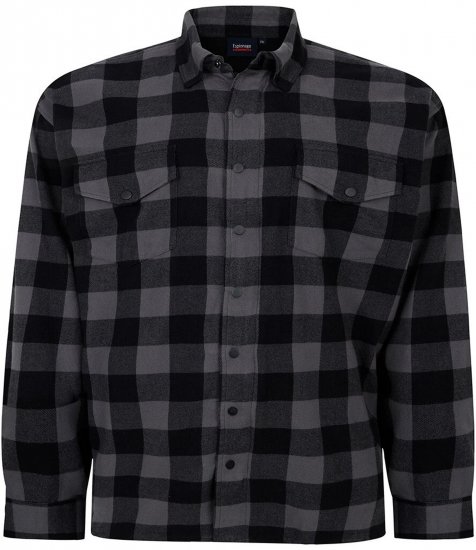 Espionage SH423 Checked Overshirt Black/Charcoal - Frühlingsjacken - Frühjahrsjacken in großen Größen