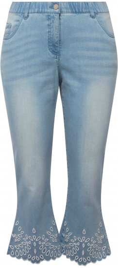 Ulla Popken Cropped Flared Eyelet Jeans Light Blue - Jeans & Hosen in Großen Größen – Plus Size - 