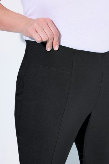Ulla Popken Bengaline Elastic Waist Stretch Capri Pants Black - Stoffhosen - Weite Stoffhosen für Damen