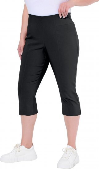 Ulla Popken Bengaline Elastic Waist Stretch Capri Pants Black - Jeans & Hosen in Großen Größen – Plus Size - 