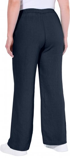 Ulla Popken Drawstring Elastic Waist Mary Fit Linen Pants Navy - Jeans & Hosen in Großen Größen – Plus Size - 