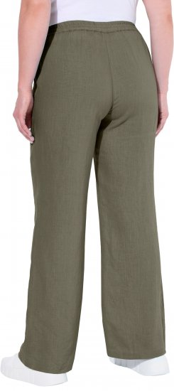 Ulla Popken Drawstring Elastic Waist Mary Fit Linen Pants Loden Green - Jeans & Hosen in Großen Größen – Plus Size - 