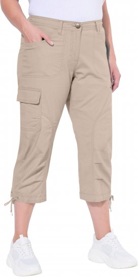 Ulla Popken Stretch Cotton Cargo Crop Pants Beige - Jeans & Hosen in Großen Größen – Plus Size - 
