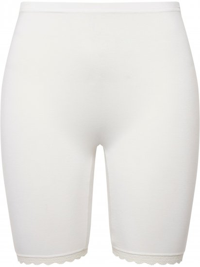 Ulla Popken Lace Hem Stretch Viscose Knit Bicycle Length Lounge Shorts White - Jeans & Hosen in Großen Größen – Plus Size - 