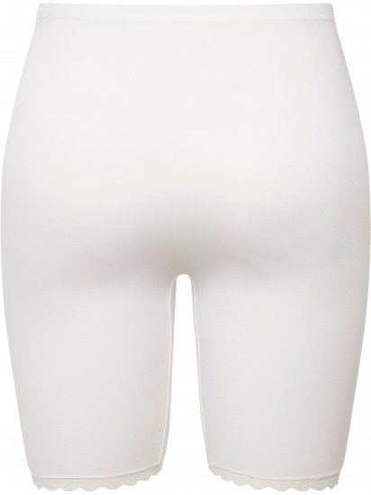 Ulla Popken Lace Hem Stretch Viscose Knit Bicycle Length Lounge Shorts White - Jeans & Hosen in Großen Größen – Plus Size - 