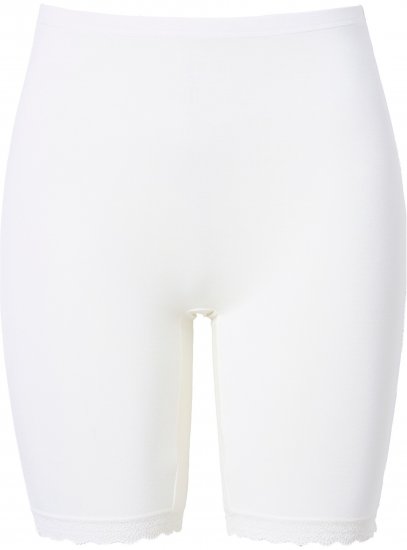 Ulla Popken Lace Hem Stretch Viscose Knit Bicycle Length Lounge Shorts White - Jeans & Hosen in Großen Größen – Plus Size - 
