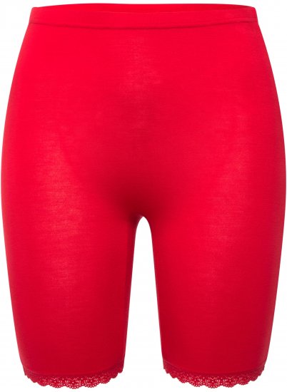 Ulla Popken Lace Hem Stretch Viscose Knit Bicycle Length Lounge Shorts Red - Jeans & Hosen in Großen Größen – Plus Size - 
