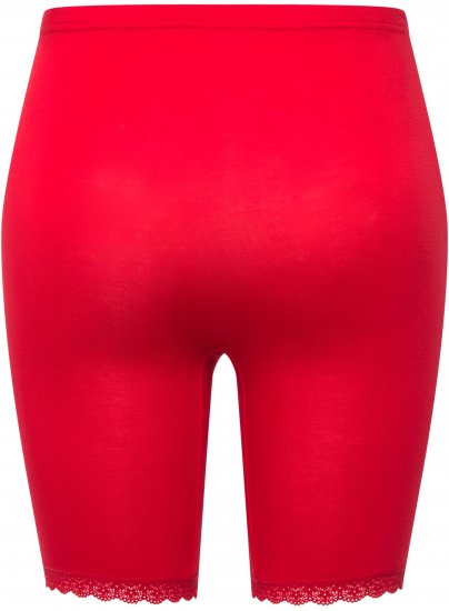 Ulla Popken Lace Hem Stretch Viscose Knit Bicycle Length Lounge Shorts Red - Jeans & Hosen in Großen Größen – Plus Size - 