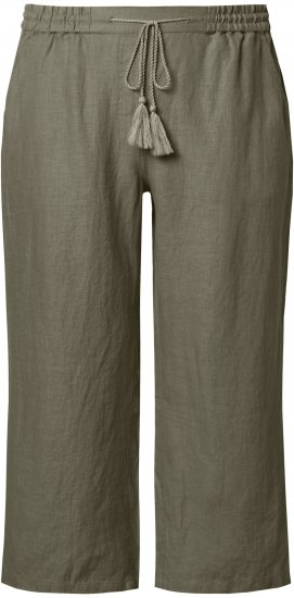 Ulla Popken Cool Linen Elastic Waist Capri Pants Loden Green - Jeans & Hosen in Großen Größen – Plus Size - 