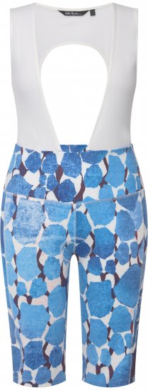 Ulla Popken Abstract Print Padded Cycling Shorts With Suspenders White - Jeans & Hosen in Großen Größen – Plus Size - 