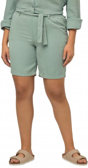 Ulla Popken Tie Belt Lyocell Shorts Moss Green - Jeans & Hosen in Großen Größen – Plus Size - 