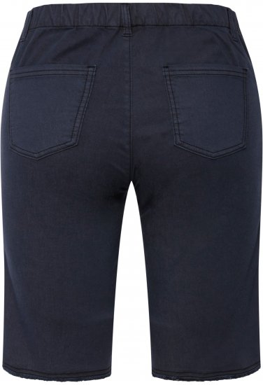 Ulla Popken Frayed Hemline Elastic Waistband Bermuda Shorts Navy - Jeans & Hosen in Großen Größen – Plus Size - 