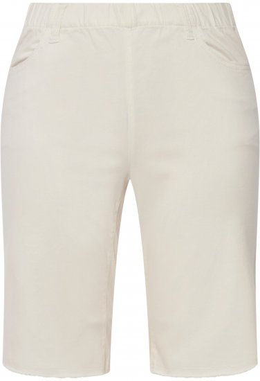 Ulla Popken Frayed Hemline Elastic Waistband Bermuda Shorts White - Jeans & Hosen in Großen Größen – Plus Size - 