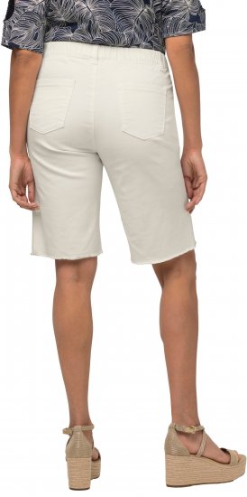 Ulla Popken Frayed Hemline Elastic Waistband Bermuda Shorts White - Jeans & Hosen in Großen Größen – Plus Size - 
