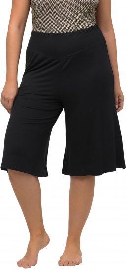 Ulla Popken Wide Leg Flared Bermuda Shorts Black - Jeans & Hosen in Großen Größen – Plus Size - 