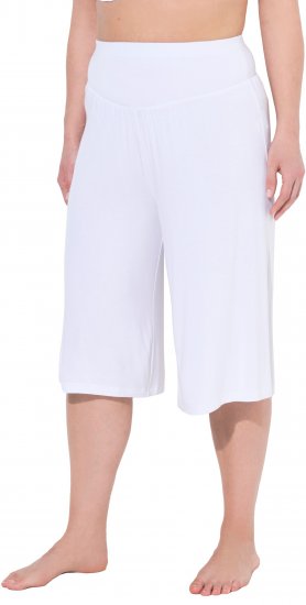 Ulla Popken Wide Leg Flared Bermuda Shorts White - Jeans & Hosen in Großen Größen – Plus Size - 