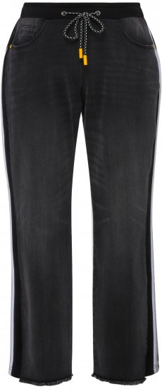 Ulla Popken Side Stripe Stretch Fit Boyfriend Jeans Black - Jeans & Hosen in Großen Größen – Plus Size - 
