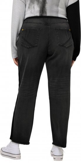 Ulla Popken Side Stripe Stretch Fit Boyfriend Jeans Black - Jeans & Hosen in Großen Größen – Plus Size - 