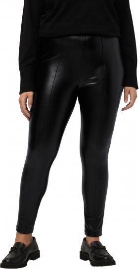 Ulla Popken Faux Leather Leggings Black - Jeans & Hosen in Großen Größen – Plus Size - 