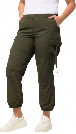 Ulla Popken Elastic Waist Cargo Pants Olives Grey - Jeans & Hosen in Großen Größen – Plus Size - 
