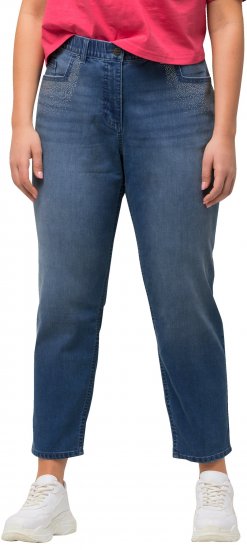 Ulla Popken Rhinestone Detail Stretch Fit Skinny Jeans Blue Denim - Jeans & Hosen in Großen Größen – Plus Size - 