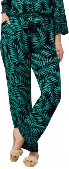 Ulla Popken Palm Leaf Print Elastic Waist Pants Navy - Jeans & Hosen in Großen Größen – Plus Size - 