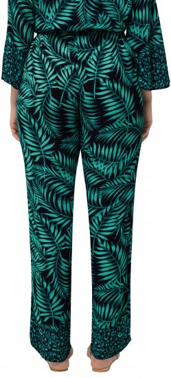 Ulla Popken Palm Leaf Print Elastic Waist Pants Navy - Jeans & Hosen in Großen Größen – Plus Size - 