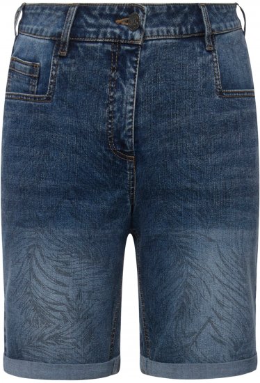 Ulla Popken Palm Print Denim Bermuda Shorts Blue Denim - Jeans & Hosen in Großen Größen – Plus Size - 