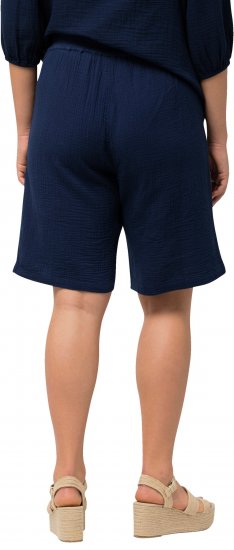 Ulla Popken Muslin Elastic Waist Wide Leg Shorts Blue - Jeans & Hosen in Großen Größen – Plus Size - 