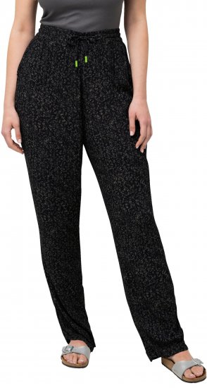 Ulla Popken Speckled Crepe Pull On Pants Black - Jeans & Hosen in Großen Größen – Plus Size - 