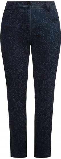 Ulla Popken Leaf Print Boyfriend Jeans Blue - Jeans & Hosen in Großen Größen – Plus Size - 