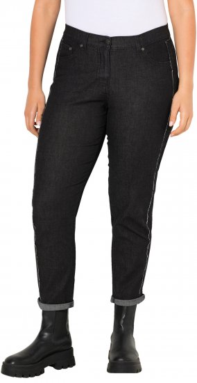 Ulla Popken Raw Denim Stripe Stretch Fit Jeans Black - Jeans & Hosen in Großen Größen – Plus Size - 