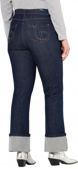 Ulla Popken Turn Up Hem Wide Leg Mary Jeans Grey Denim - Jeans & Hosen in Großen Größen – Plus Size - 