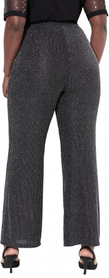 Ulla Popken Sparkling Pinstripe Elastic Waist Pants Black - Jeans & Hosen in Großen Größen – Plus Size - 