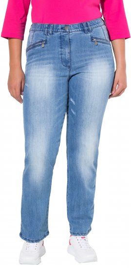 Ulla Popken Tapered Leg Lightly Distressed Jeans Blue Denim - Jeans & Hosen in Großen Größen – Plus Size - 