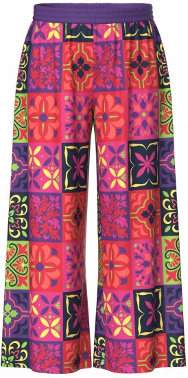 Ulla Popken Tile Print Wide Leg Palazzo Pants Purple - Jeans & Hosen in Großen Größen – Plus Size - 