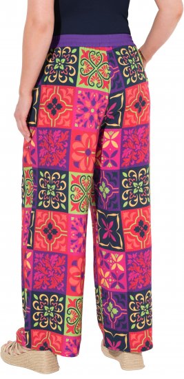 Ulla Popken Tile Print Wide Leg Palazzo Pants Purple - Jeans & Hosen in Großen Größen – Plus Size - 