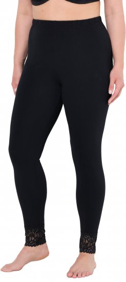 Ulla Popken Lace Trim Leggings Black - Jeans & Hosen in Großen Größen – Plus Size - 