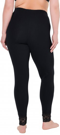 Ulla Popken Lace Trim Leggings Black - Jeans & Hosen in Großen Größen – Plus Size - 