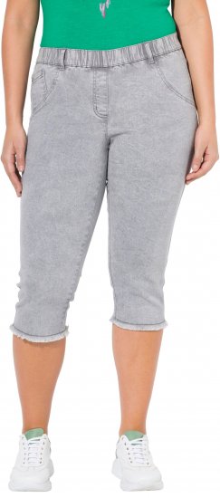 Ulla Popken Denim Fringed Hem Capris Grey - Jeans & Hosen in Großen Größen – Plus Size - 