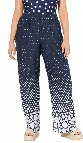 Ulla Popken Dot Gradient Wide Leg Elastic Waist Palazzo Pants Grey - Jeans & Hosen in Großen Größen – Plus Size - 