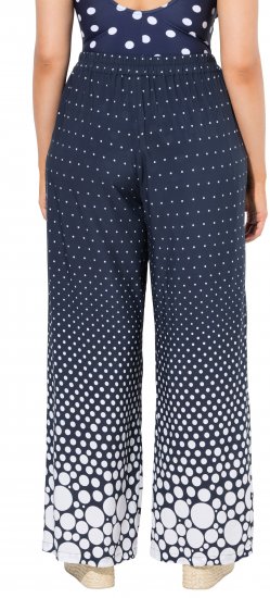 Ulla Popken Dot Gradient Wide Leg Elastic Waist Palazzo Pants Grey - Jeans & Hosen in Großen Größen – Plus Size - 