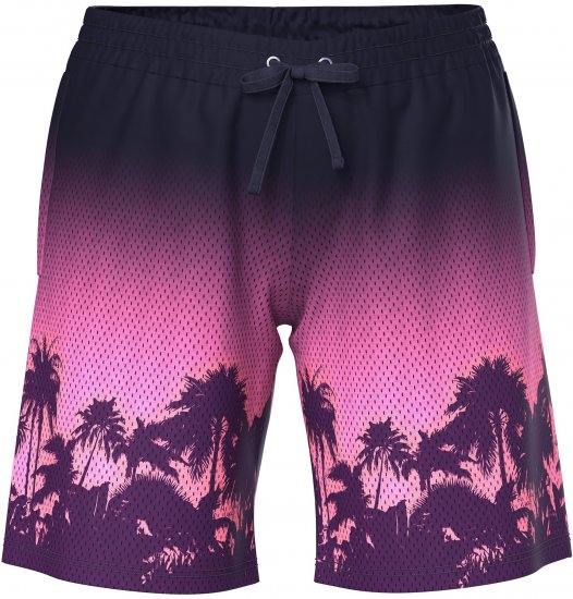 Ulla Popken Active Wide Leg Elastic Waist Palm Tree Pattern Mesh Shorts Black - Jeans & Hosen in Großen Größen – Plus Size - 