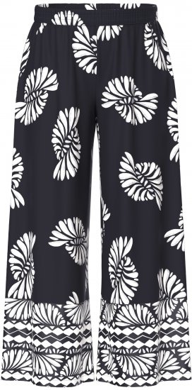 Ulla Popken Fossil Print Elastic Waist Palazzo Pants Black - Jeans & Hosen in Großen Größen – Plus Size - 