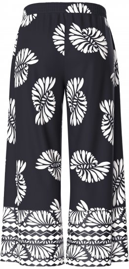 Ulla Popken Fossil Print Elastic Waist Palazzo Pants Black - Jeans & Hosen in Großen Größen – Plus Size - 