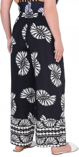 Ulla Popken Fossil Print Elastic Waist Palazzo Pants Black - Jeans & Hosen in Großen Größen – Plus Size - 